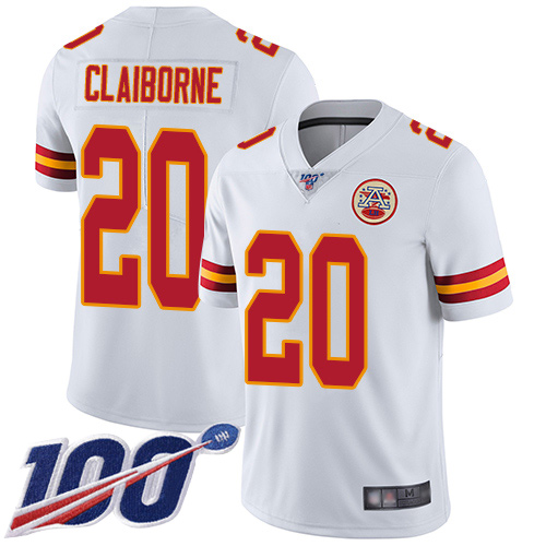 Men Kansas City Chiefs 20 Claiborne Morris White Vapor Untouchable Limited Player 100th Season Football Nike NFL Jersey